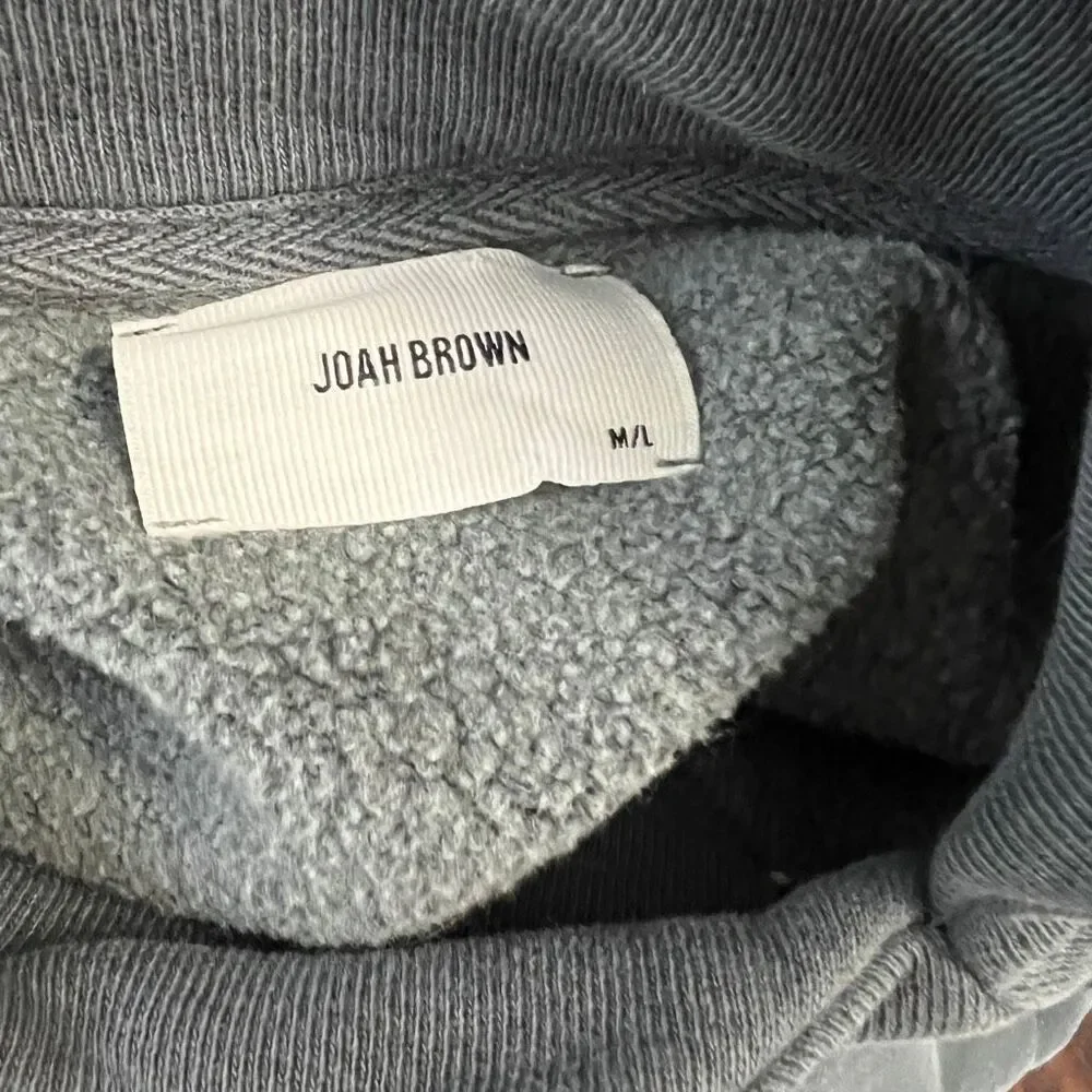 Joah Brown Gray Cropped Turtleneck Sweatshirt Oversized Cotton M/L - Picture 5 of 6